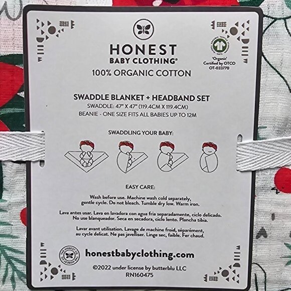 Honest Baby Organic Swaddle Blanket + Headband Gift Set - 2pk - Picture 7 of 9